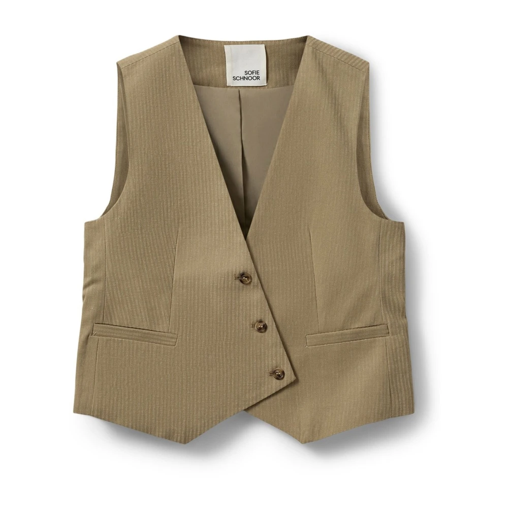 Sofie Schnoor Klassieke Vest met V-Hals en Knoopsluiting Brown Dames