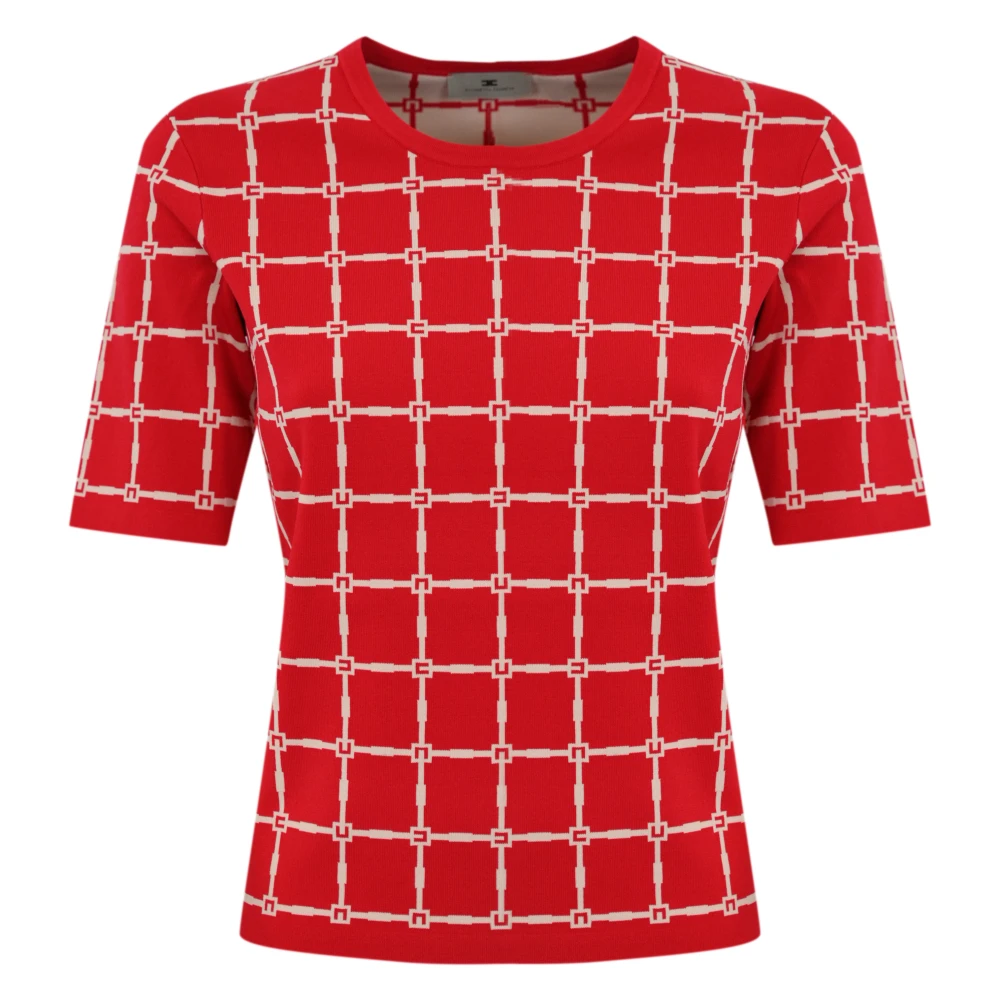 Elisabetta Franchi Geometrische Logo Trui Rood Roze Red Dames