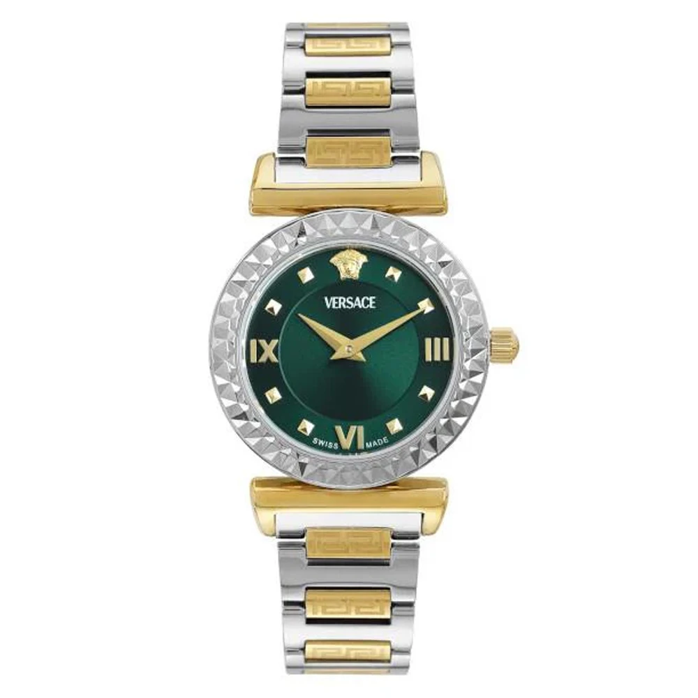 Versace VEGFA0625 Mini Vanity silver gold green Stainless Steel Womens Watch NEW - Image 2