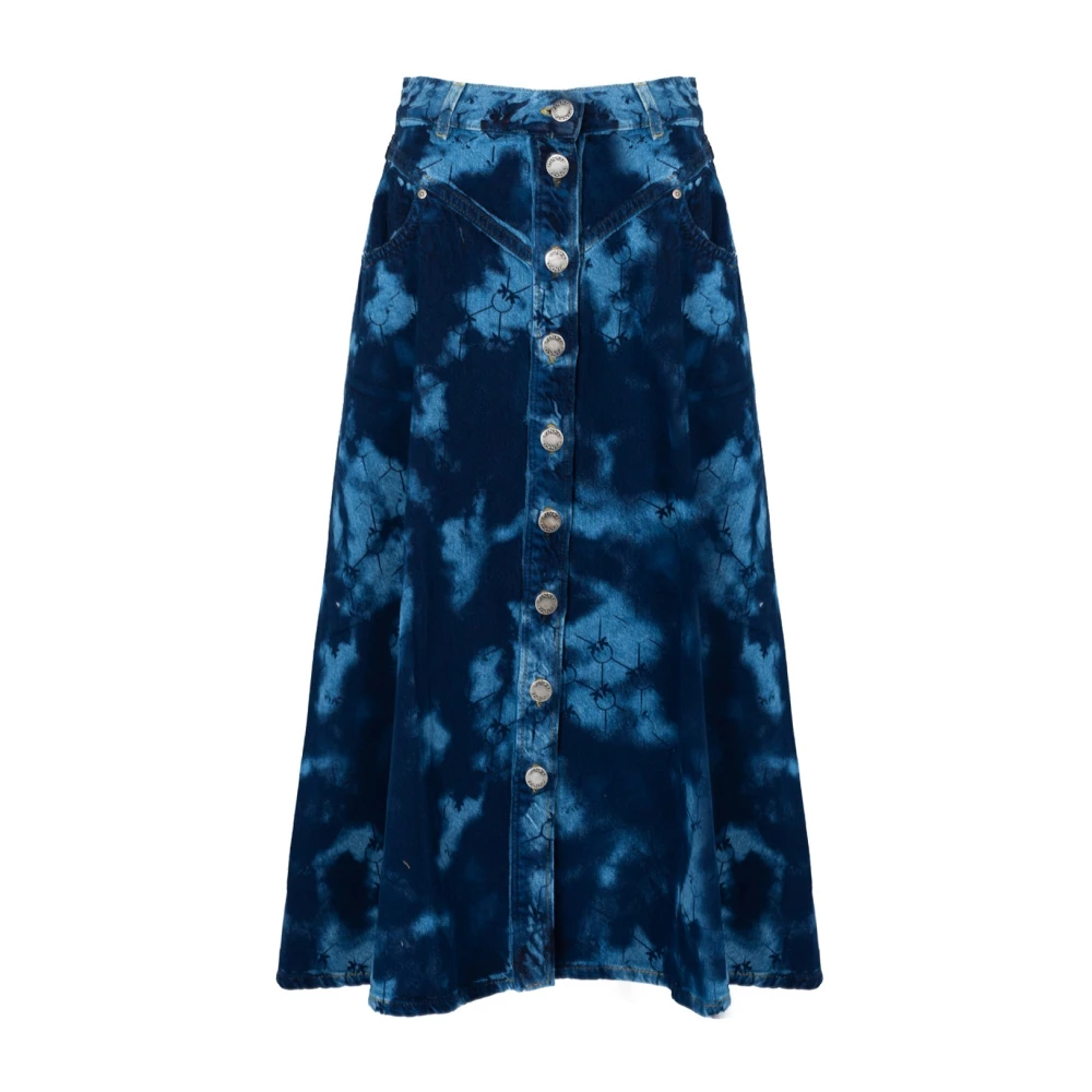 Pinko Denim Rok met Logoknopen Blue Dames