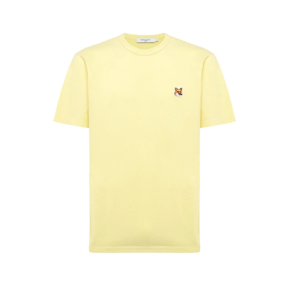 Maison Kitsuné Effengekleurd Katoenen T-Shirt Yellow Heren