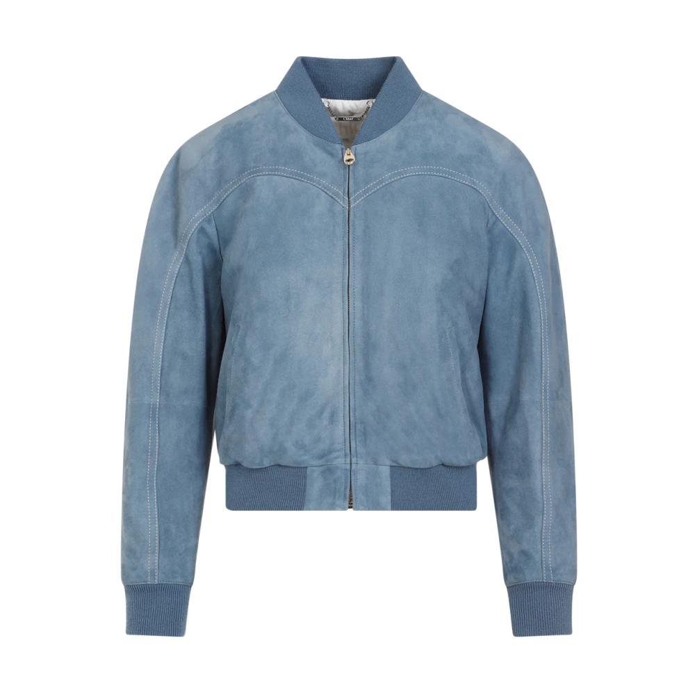 Chloé Blauw Suède Leren Jas Blue Dames
