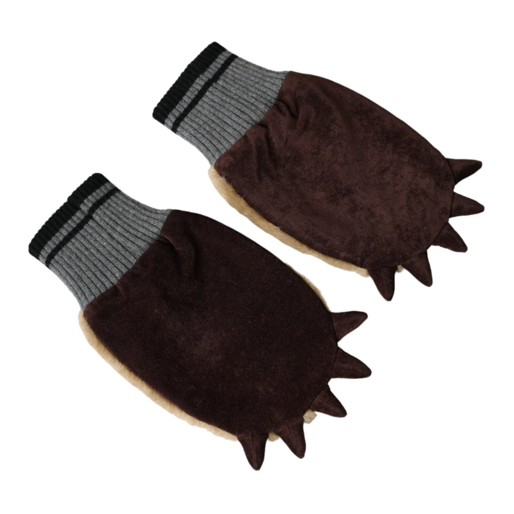 Dolce & Gabbana Beige Gebreide Bont Pols Handschoenen Beige Dames