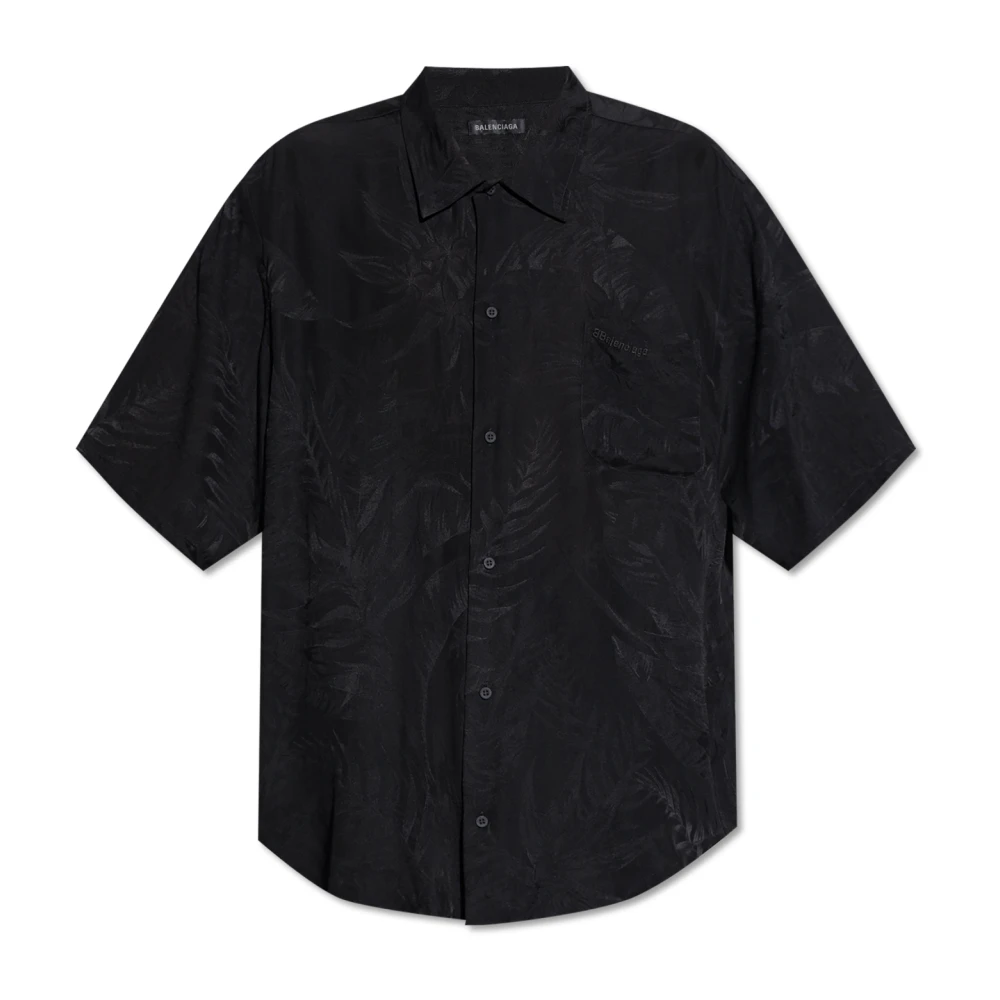 Balenciaga Zijden overhemd met zak Black Heren