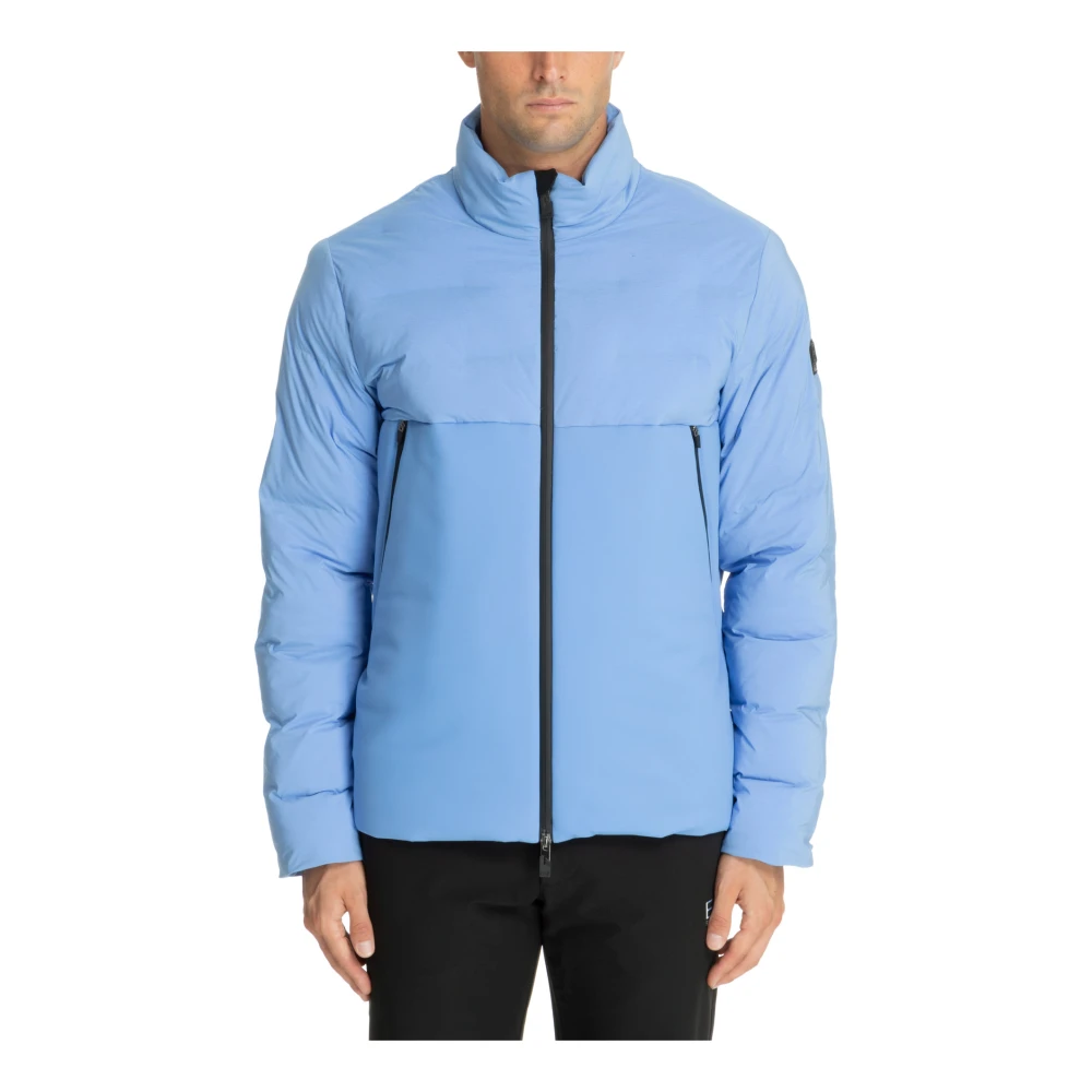 Emporio Armani EA7 7 Down Jacket med Hook-and-Loop Stängning Blue, Herr