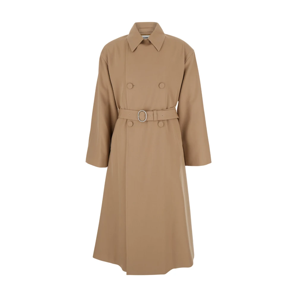 Beige Uld Trenchcoat