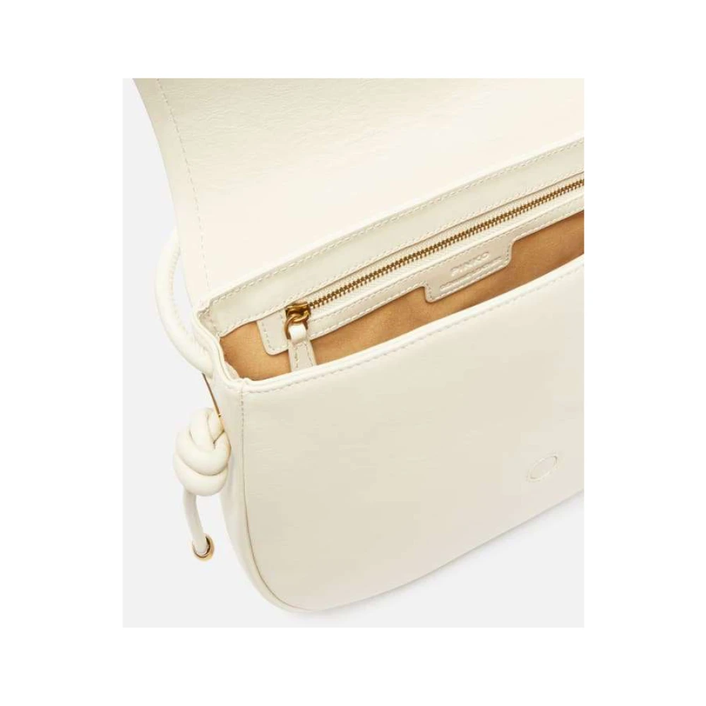 pinko Klassieke Leren Zadeltas White Dames