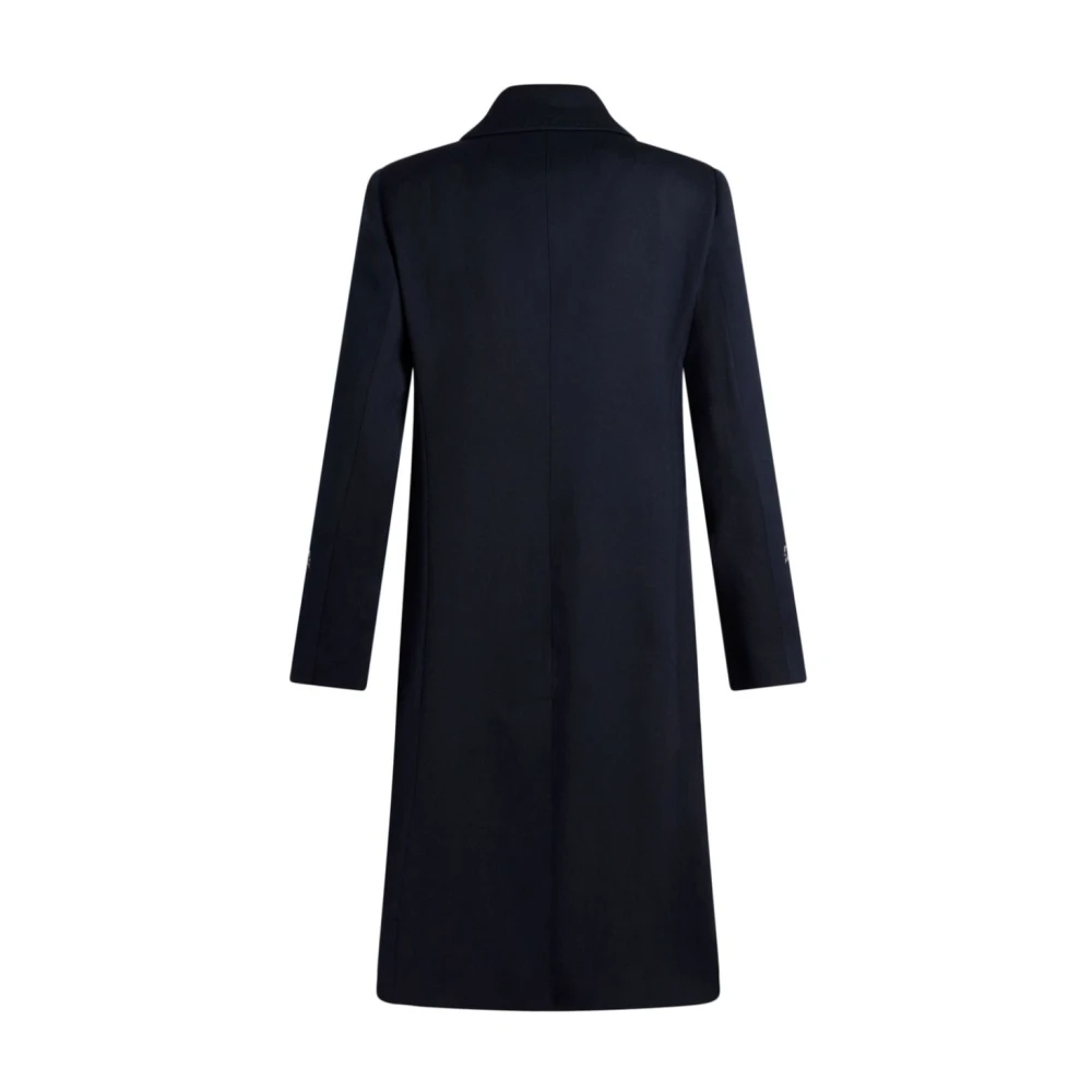 ETRO Blauwe Wollen Blend Bloemen Geborduurde Jas Blue Dames