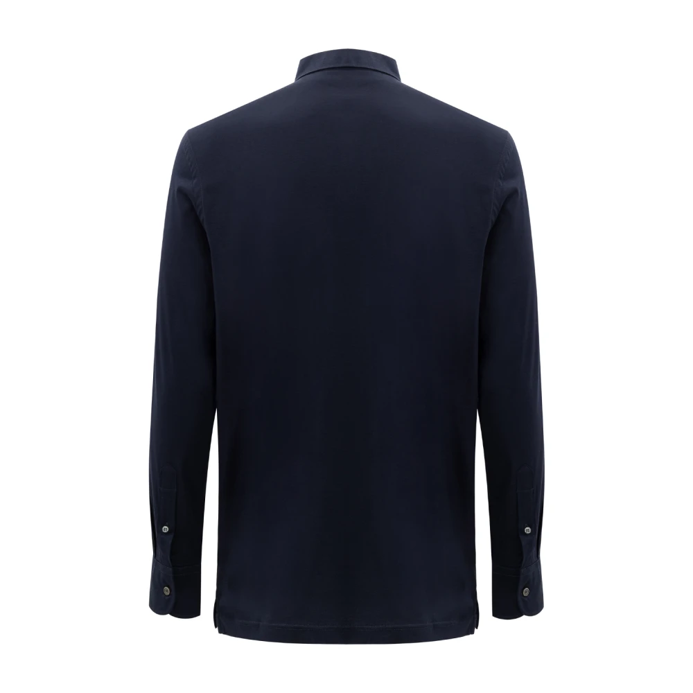Corneliani Navy Polo Shirt met Lange Mouwen Blue Heren