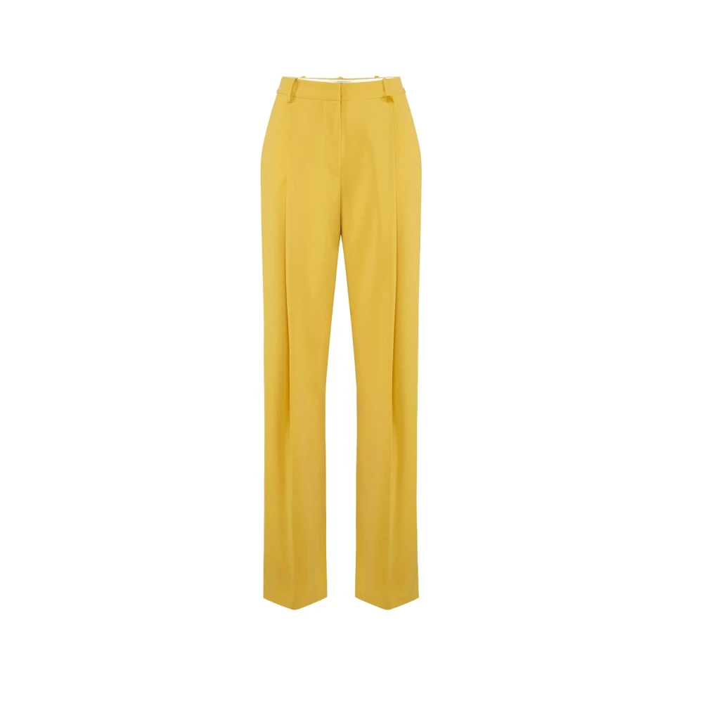 Elisabetta Franchi Yellow Wide Trousers - Female - Wide Trousers - Xl - Trousers