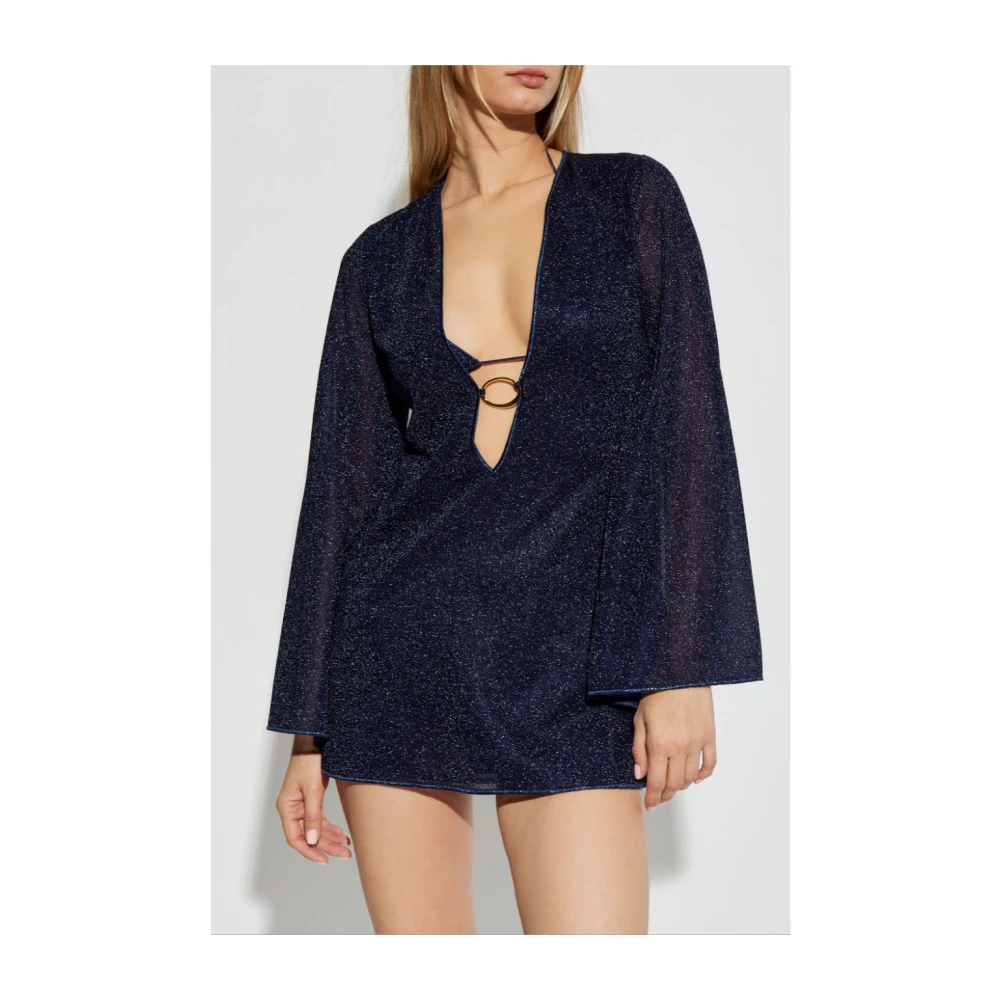 Oseree Blauwe Nacht Lurex Kaftan Jurk Blue Dames