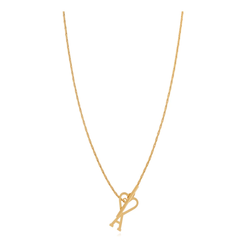 Ami Paris Unisex Yellow Necklaces, One Size, Necklace With Logo Pendant