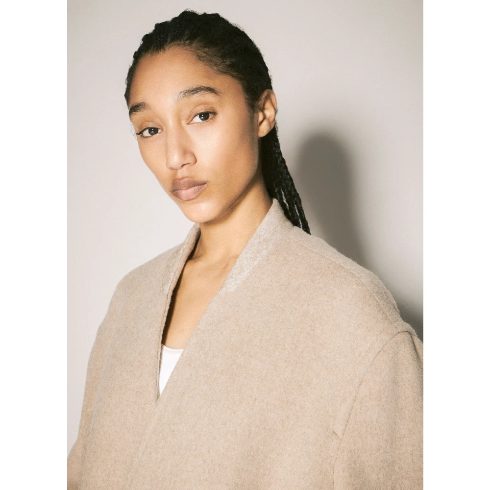MM6 Maison Margiela Wolmix omslagjas met riem Beige Dames