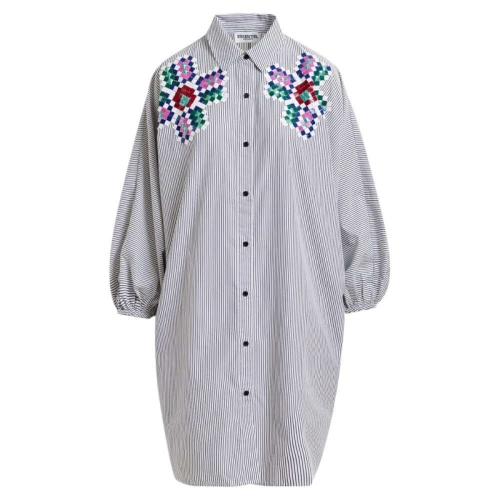 Essentiel Antwerp Gestreepte overhemdjurk met kleurrijke borduursels Multicolor Dames