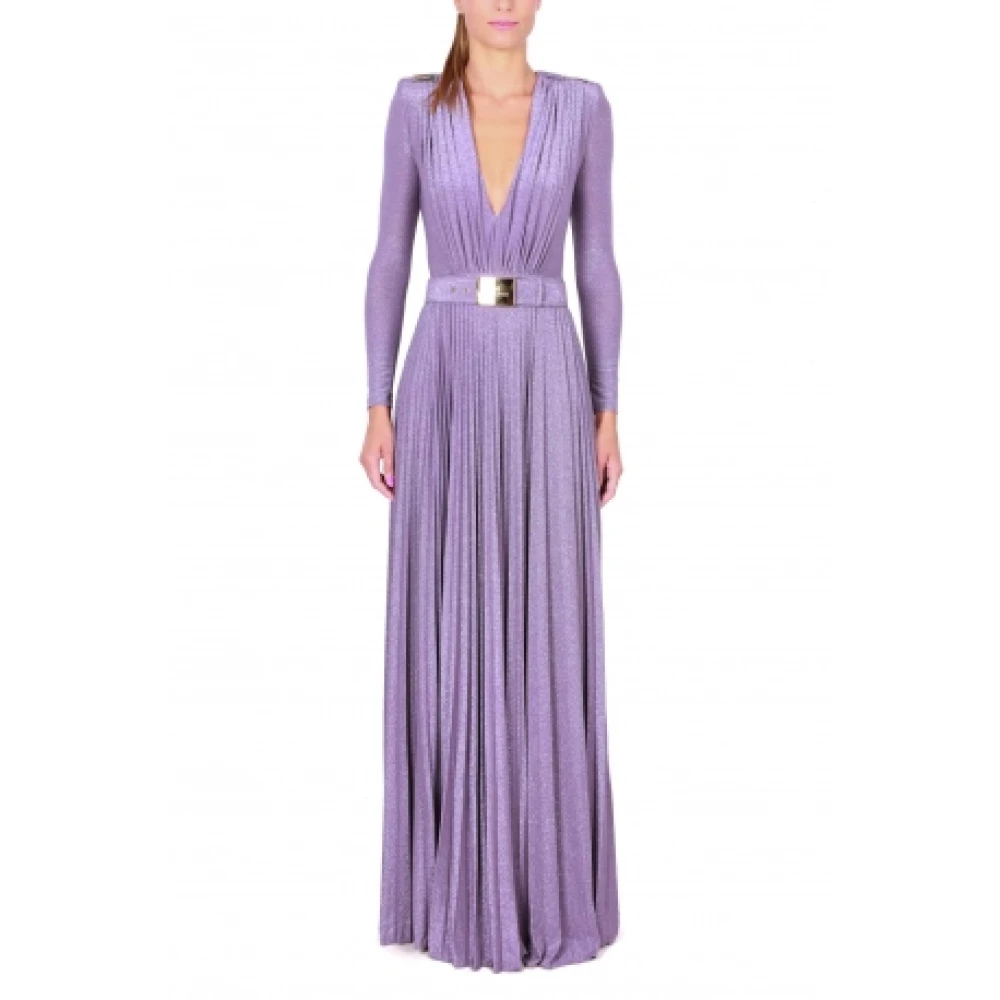 Elisabetta Franchi Elegante Lange Jersey Lurex Jurk Kleur: Candy Violet Purple Dames