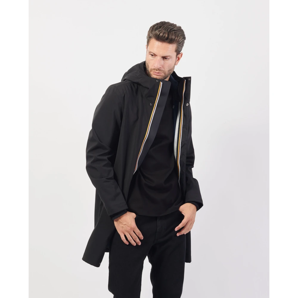 K-way Zwarte Lange Herenjas Slim Fit Black Heren