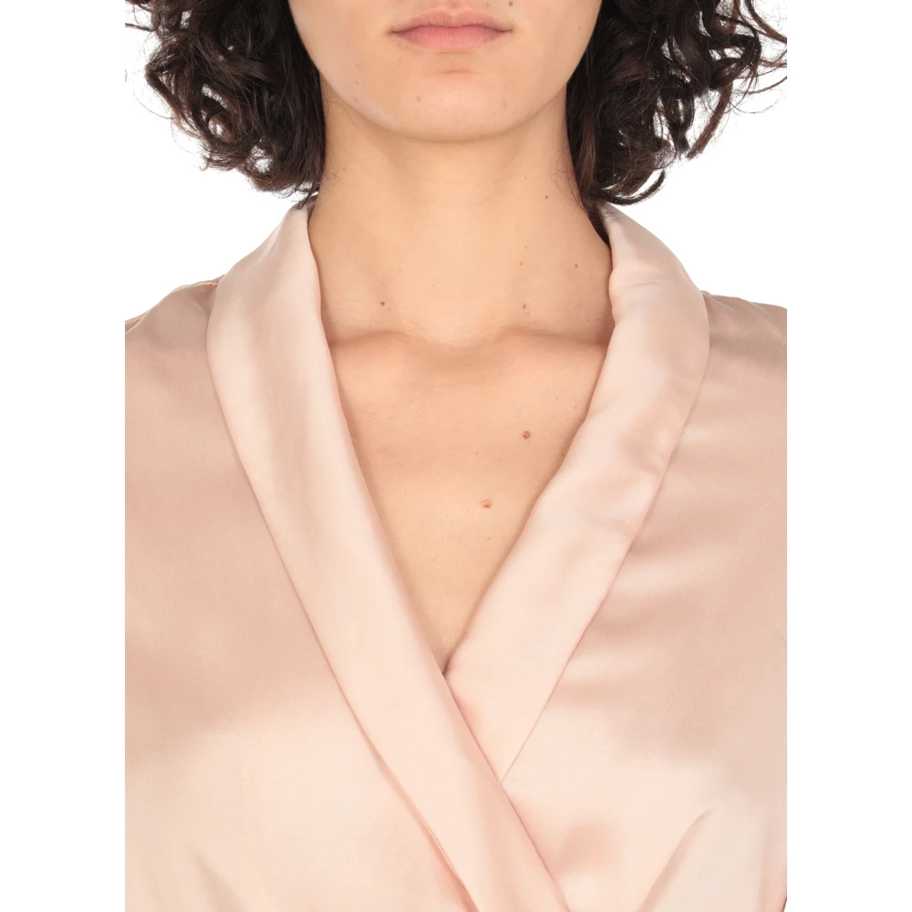 Zimmermann Roze Zijden V-hals Jurk Wijd Uitlopende Zoom Pink Dames