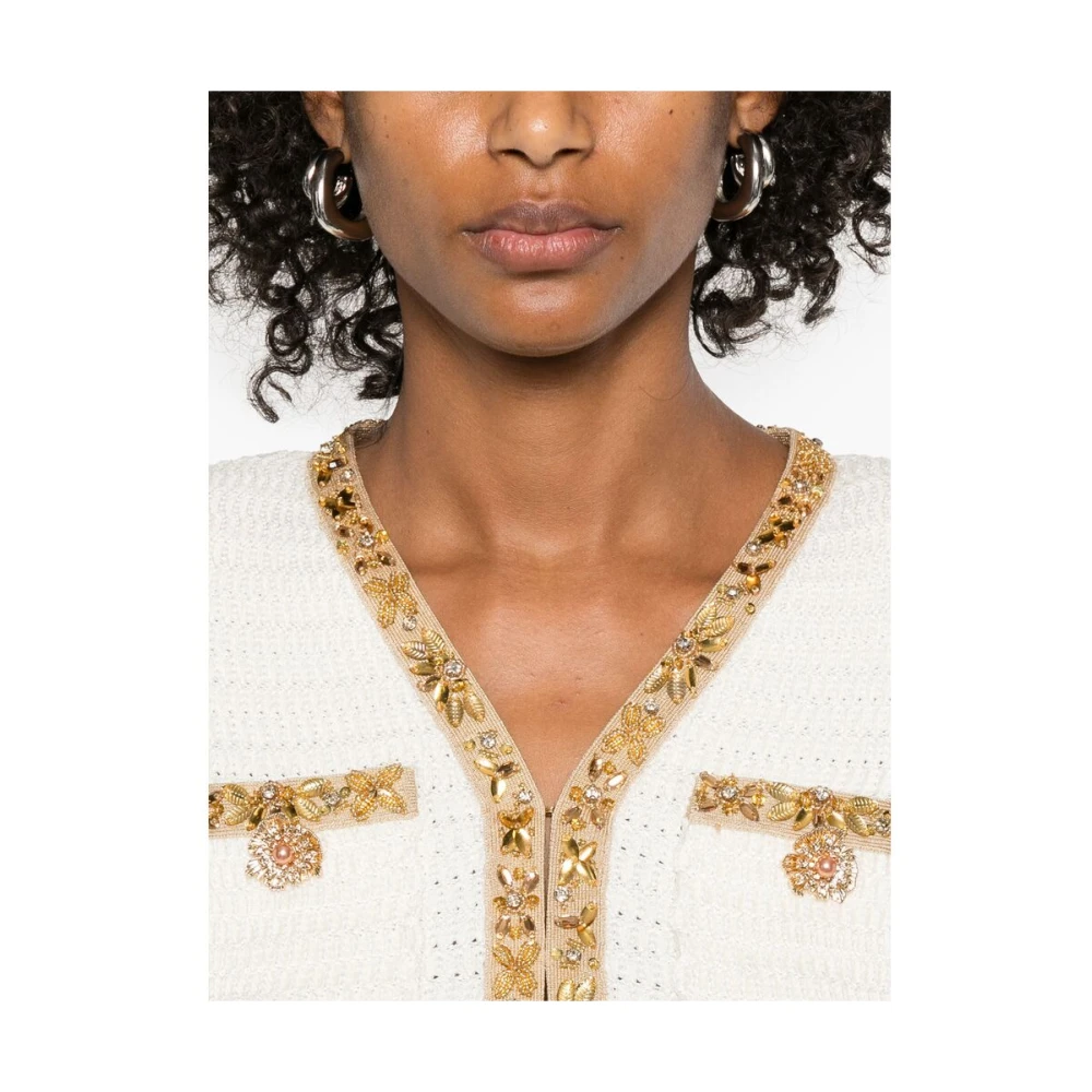 Self Portrait Beige Gebreide Trui met Zakken Beige Dames