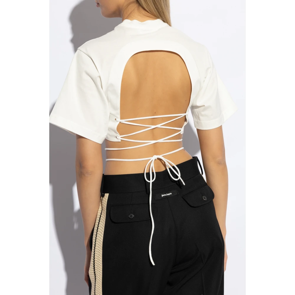 Palm Angels T-shirt aan de achterkant vastgebonden met koorden White Dames