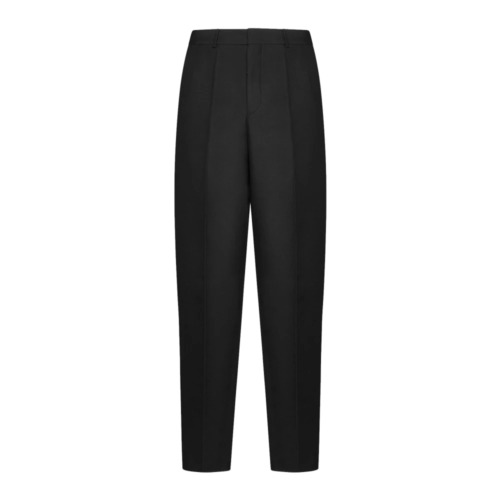 Valentino Men's Black Wool Silk Pants Hook Zip Pockets