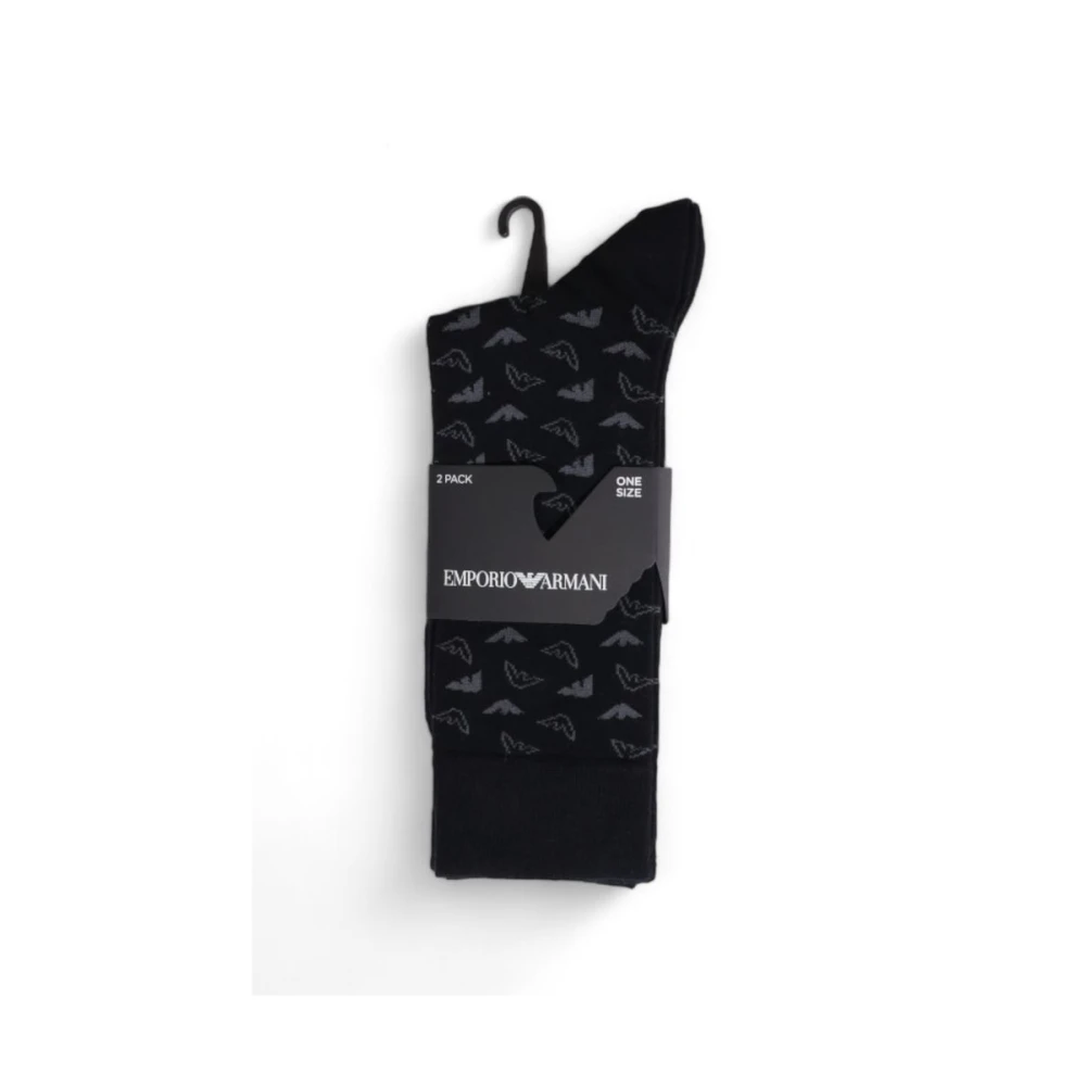 Emporio Armani Zwarte Katoenen Herensokken Collectie Black Heren