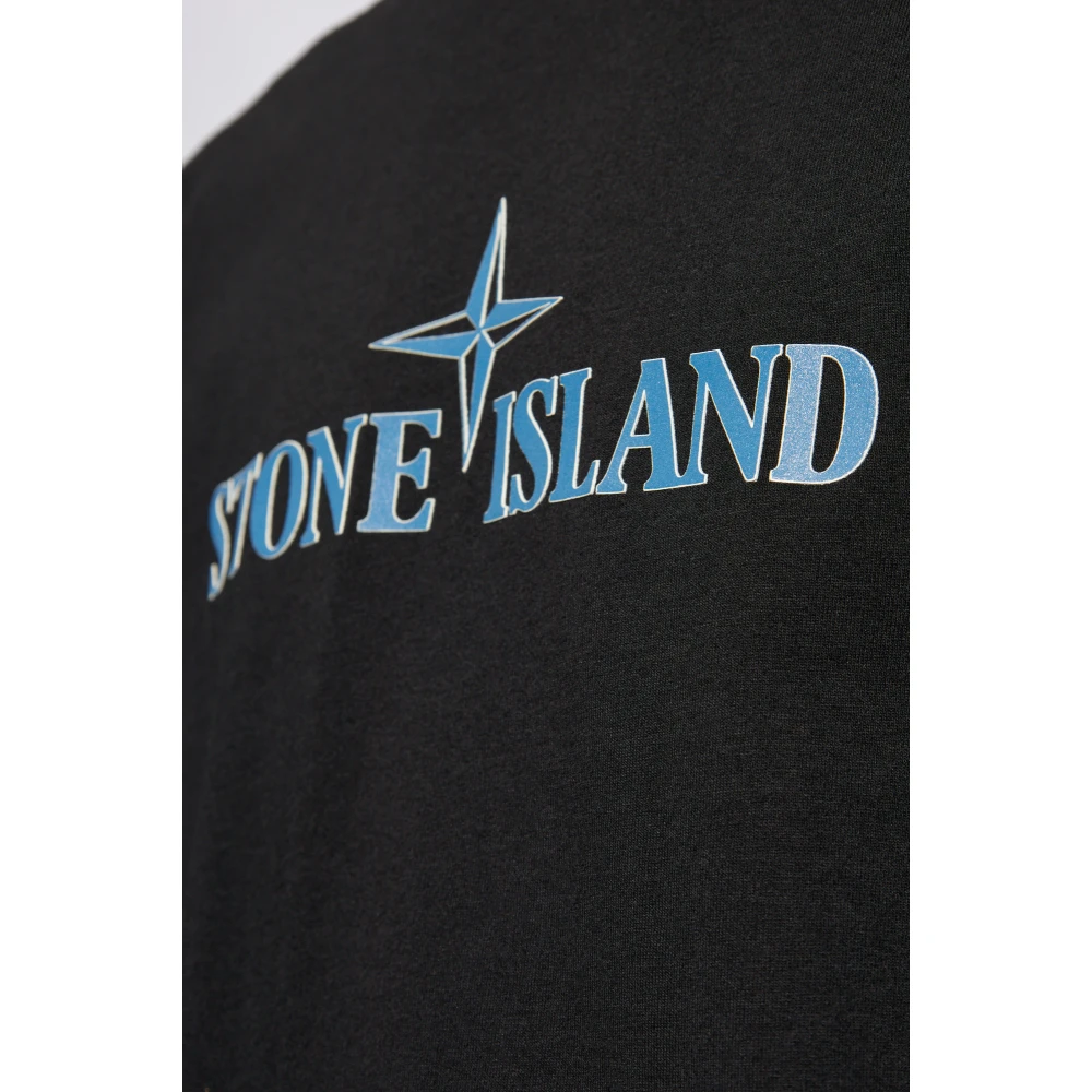 Stone Island T-shirt met logo Black Heren