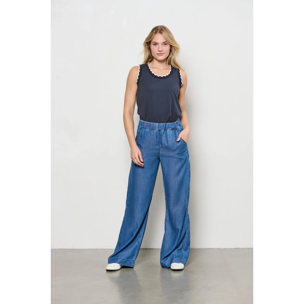 &Co Woman Wijde Broek Zomerse Stijl Blue Dames