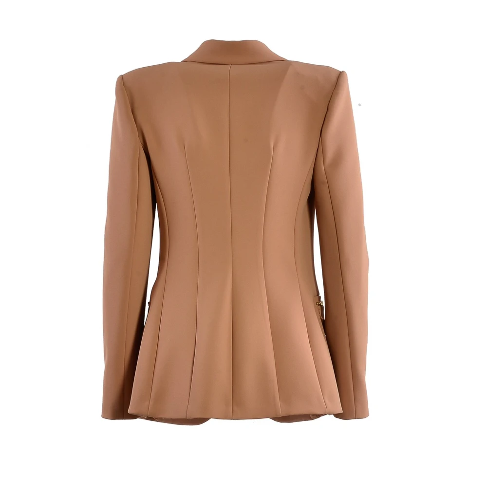 Elisabetta Franchi Roze Stoffen Blazer met Gouden Metalen Knoop Pink Dames