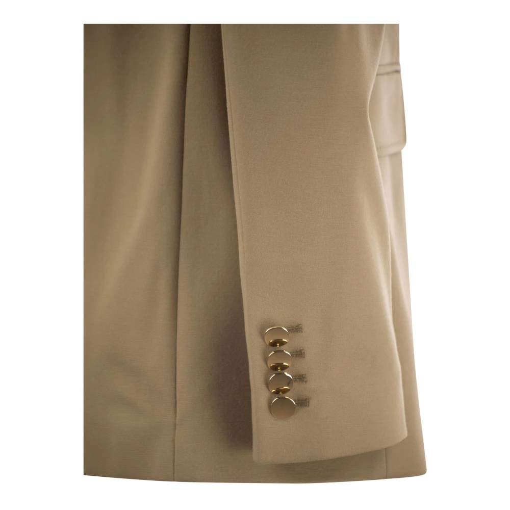 Max Mara Studio Dubbelbreasted Jersey Jas Brown Dames