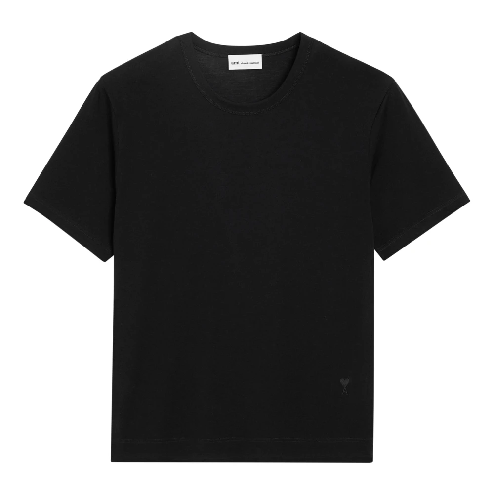 Ami Paris Men's Black T-Shirts, M, Classic Fit Short Sleeves Teeshirt With Ami De Coeur Patch