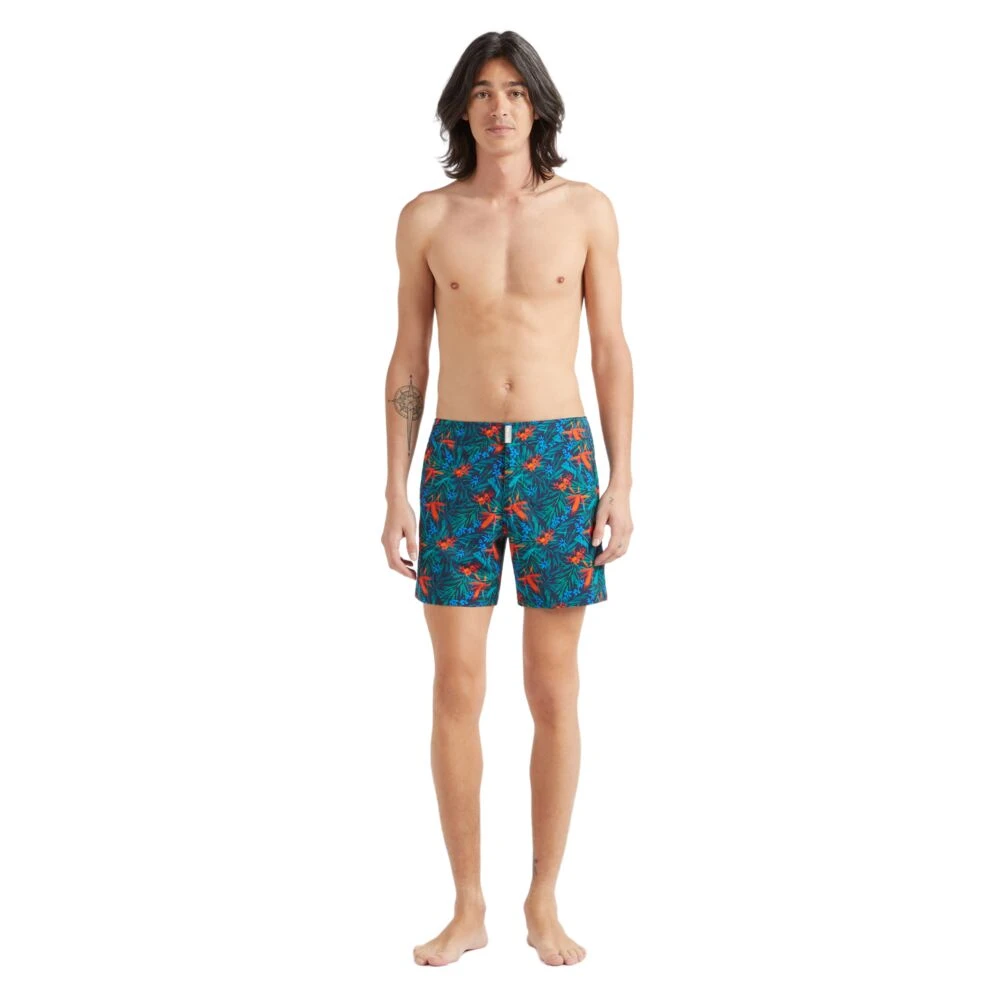 Vilebrequin Korte tropische bloemen stretch zwemshorts met platte taille voor heren Multicolor Heren