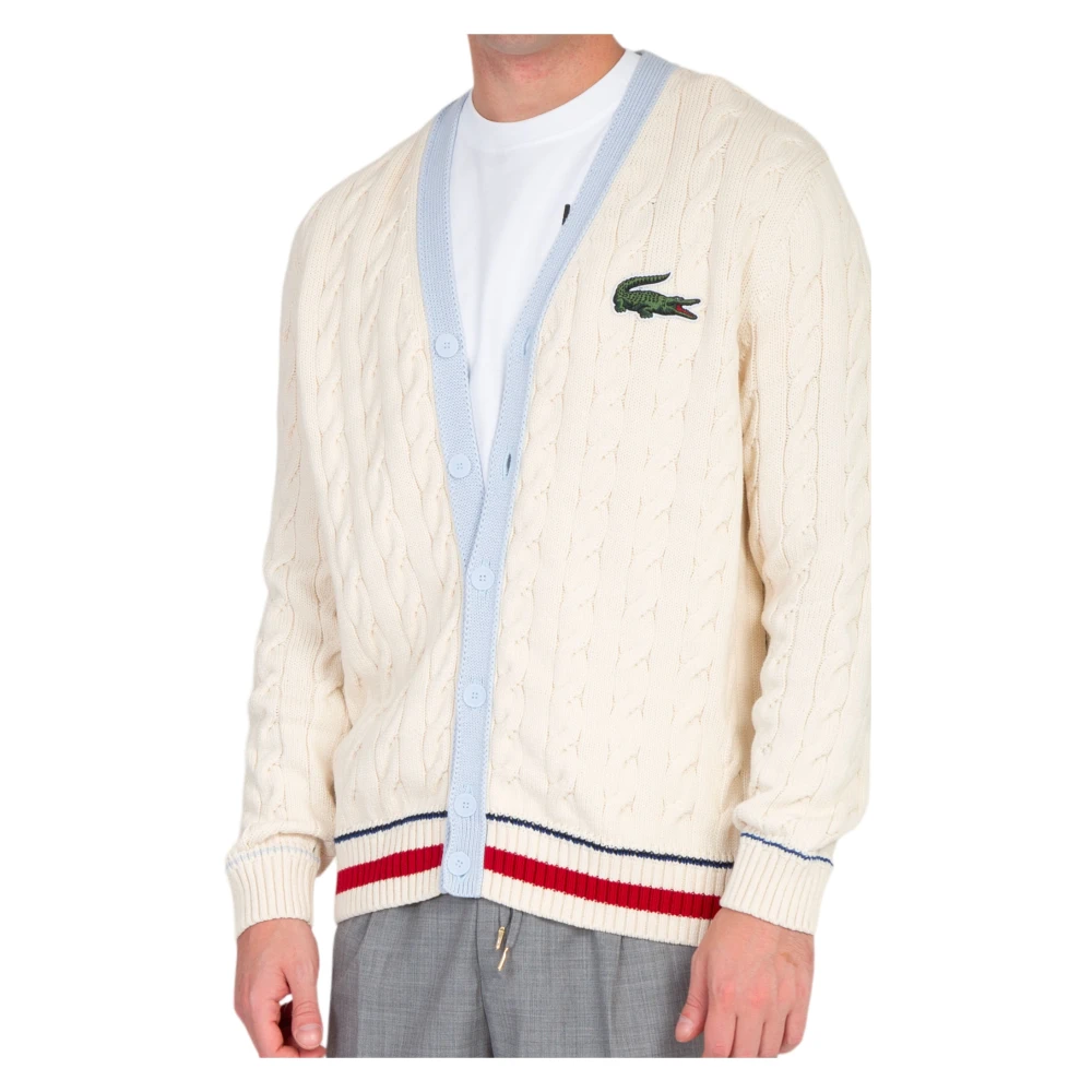 Lacoste Stijlvolle V-hals Gebreide Vest White Heren