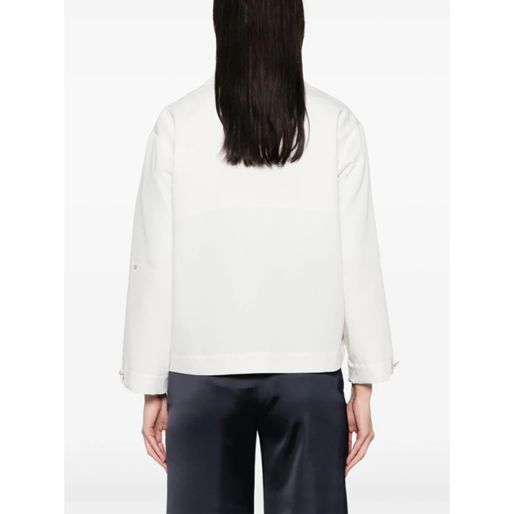 Herno Witte Twill Overhemdjas met Drukknoopsluiting White Dames