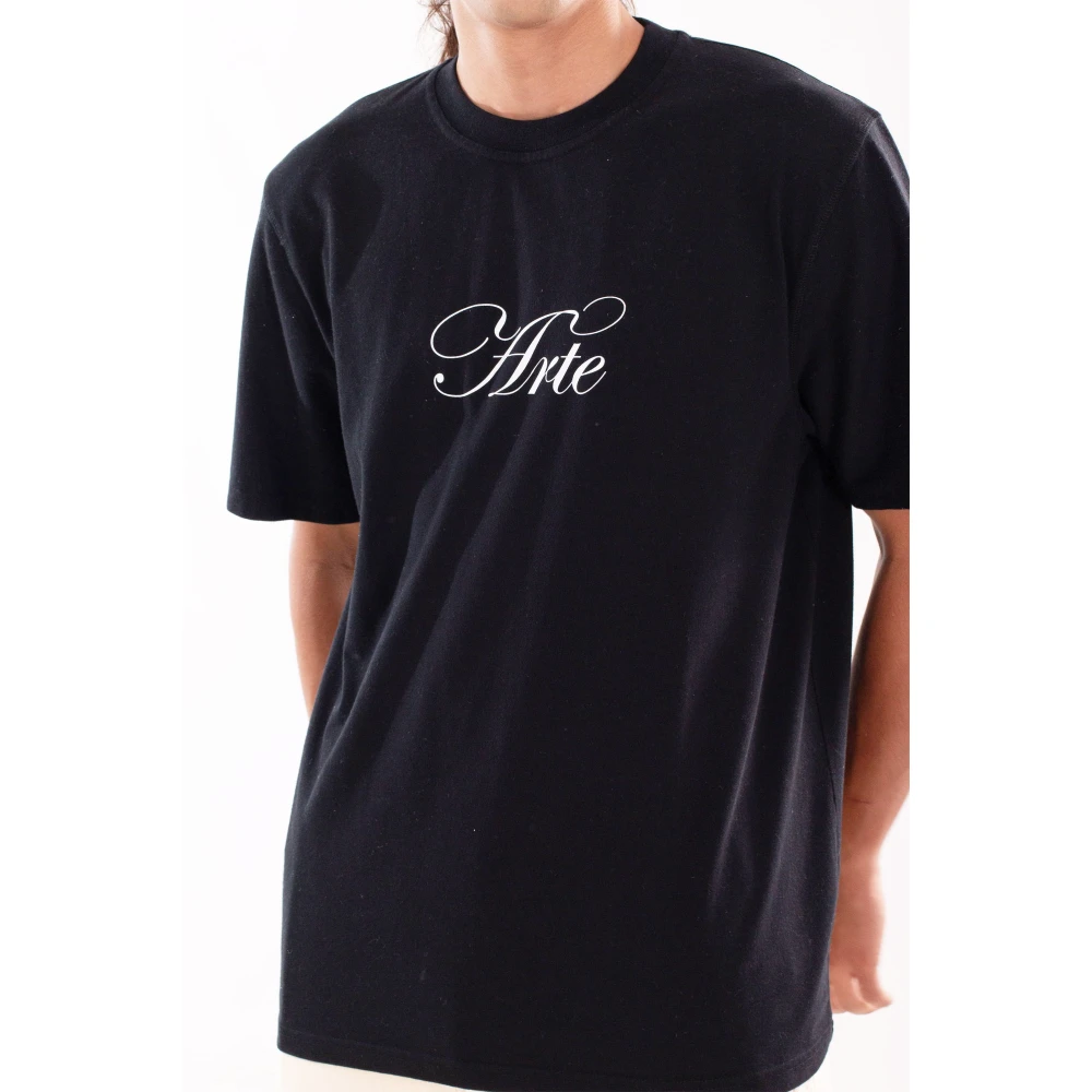Arte Antwerp Zwart Script Logo Tee Shirt Black Heren