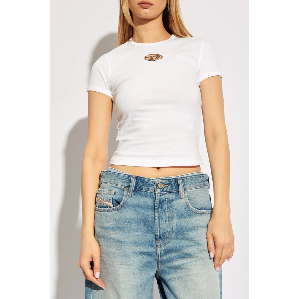 Diesel T-Uncutie-Long-Od White Dames
