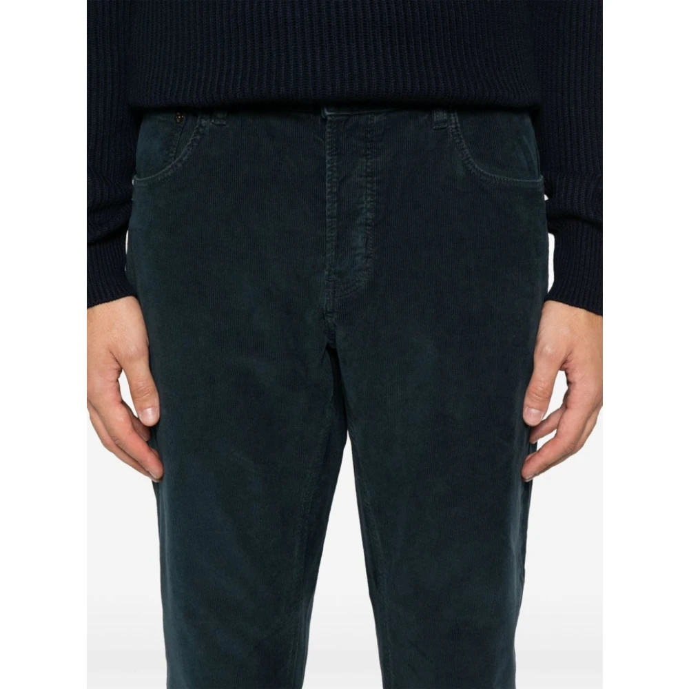 PT Torino Blauwe Corduroy Broek Klassieke Stijl Blue Heren