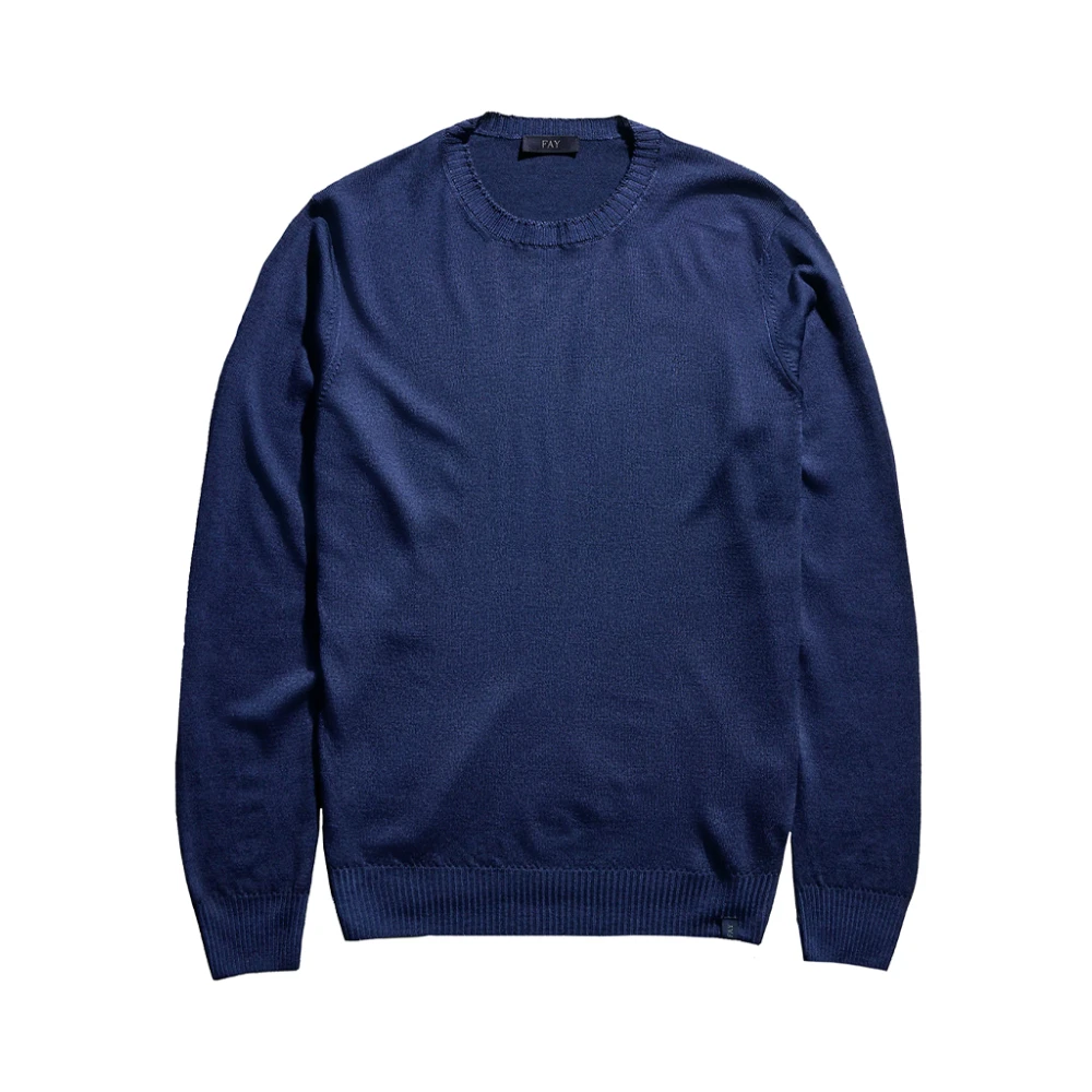 Fay Blauwe Gradient Wollen Trui Blue Heren