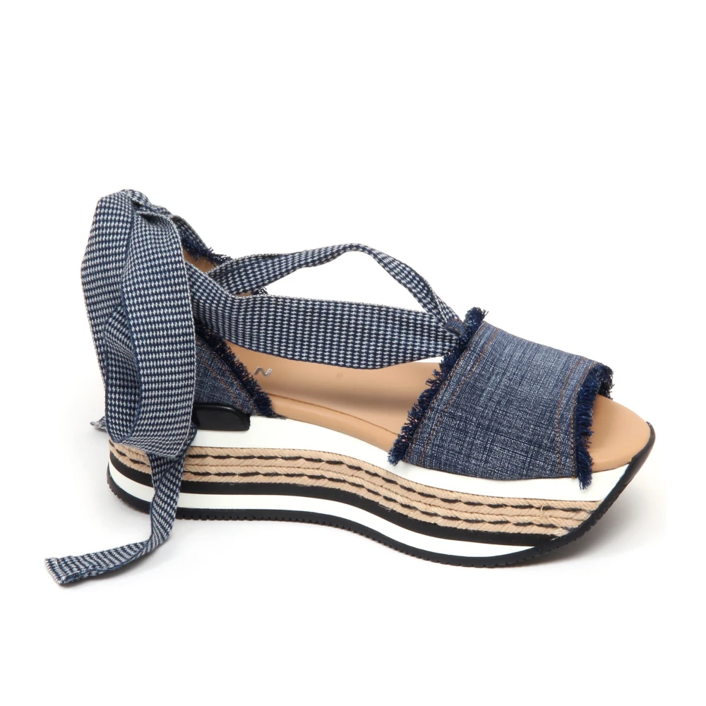 Hogan Women's Blue Flat Sandals, 3 Uk, Jeans Sandal Shoe