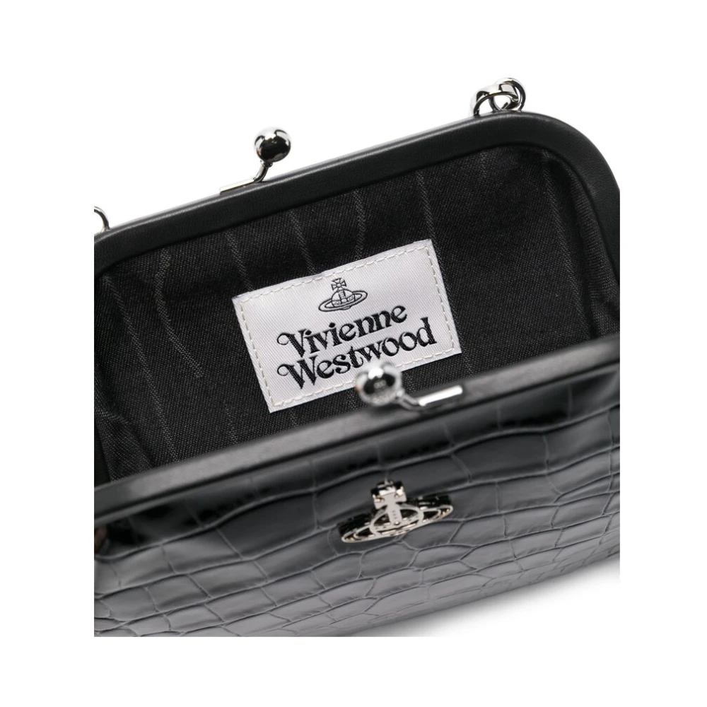 Vivienne Westwood Zwarte Kiss-Lock Handtas met Handtekening Orb Black Dames