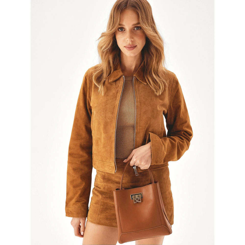 Kazar Bruine minimalistische leren handtas Brown Dames