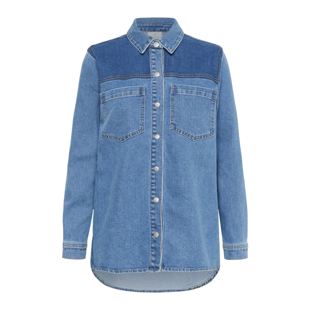 Kaffe Denim shirt met borstzakken Blue Dames