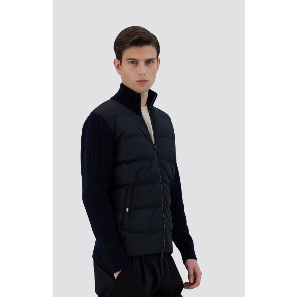 Herno Corn Cob Stitch wollen cardigan Blue Heren
