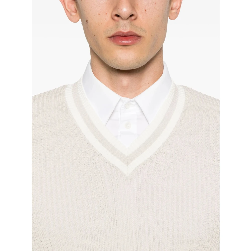 Eleventy V-hals Zand Gebreide Top Pink Heren