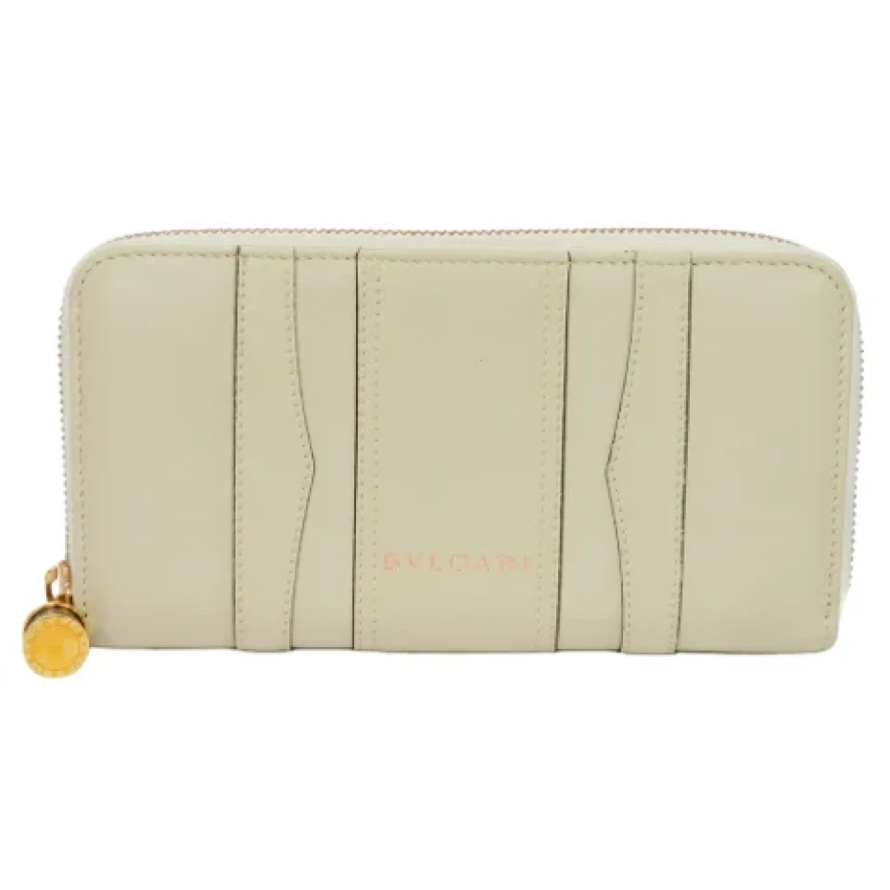 Bvlgari Vintage Pre-owned Leather wallets White Dames
