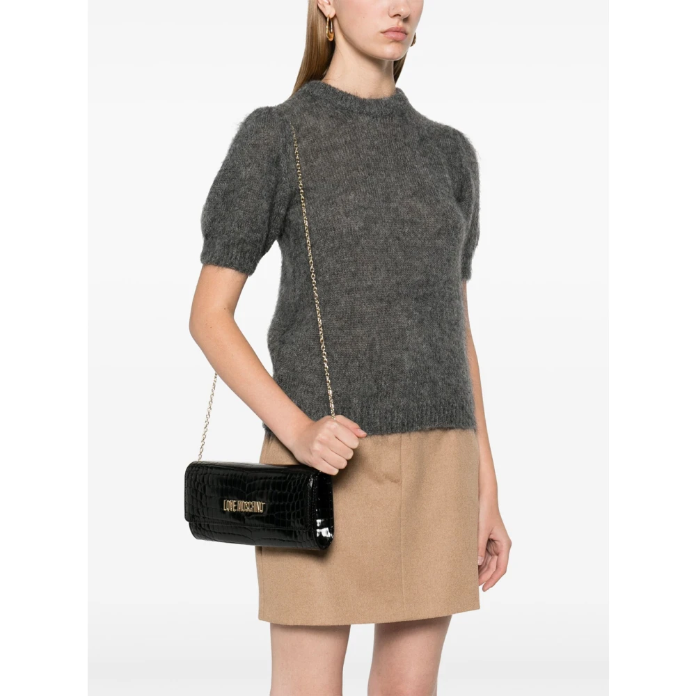 Love Moschino Zwarte Croco Schoudertas Black Dames