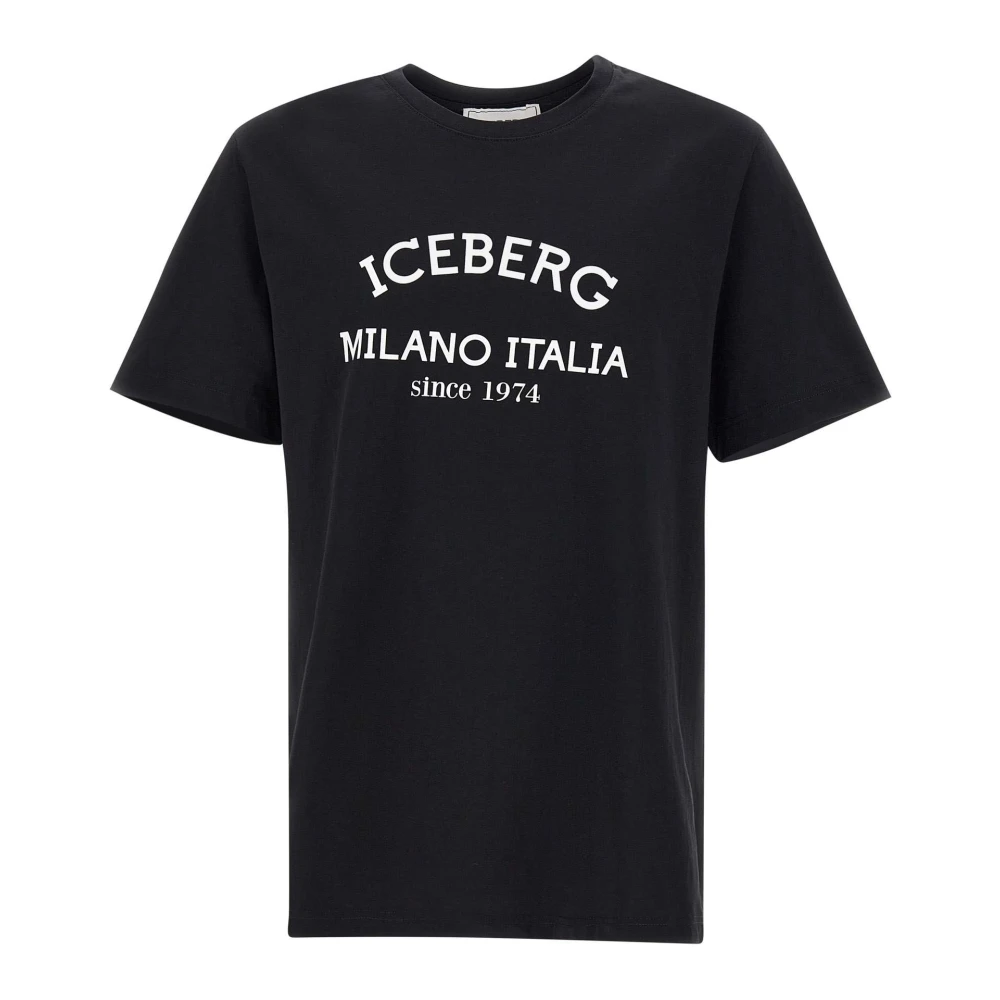 Iceberg Zwarte Katoenen T-shirt met Logoprint Black Heren