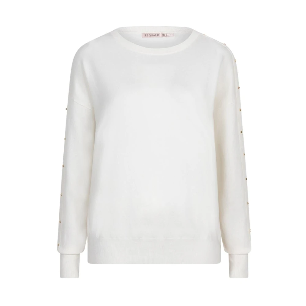 Esqualo Oversized Basic Gebreide Trui Off White Dames