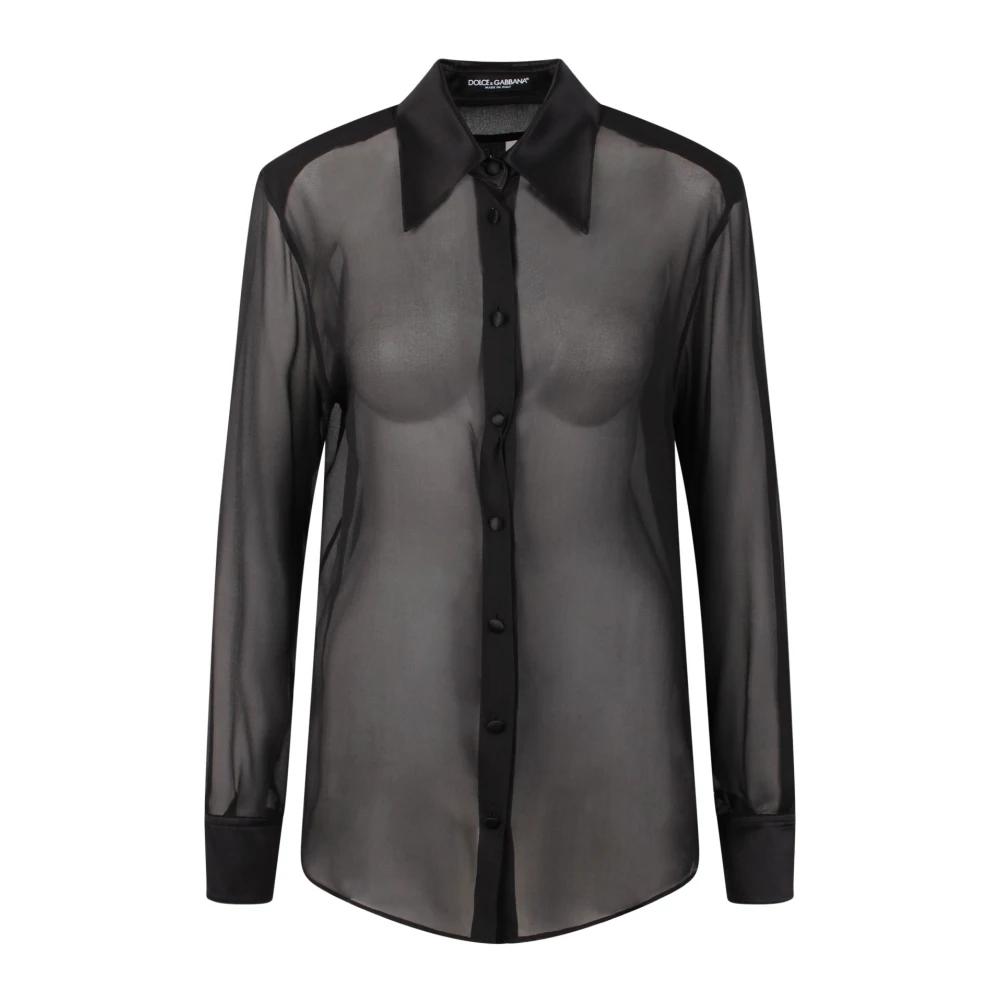 Dolce & Gabbana Halfdoorzichtige Mesh Shirt met Mesh Panelen Black Dames