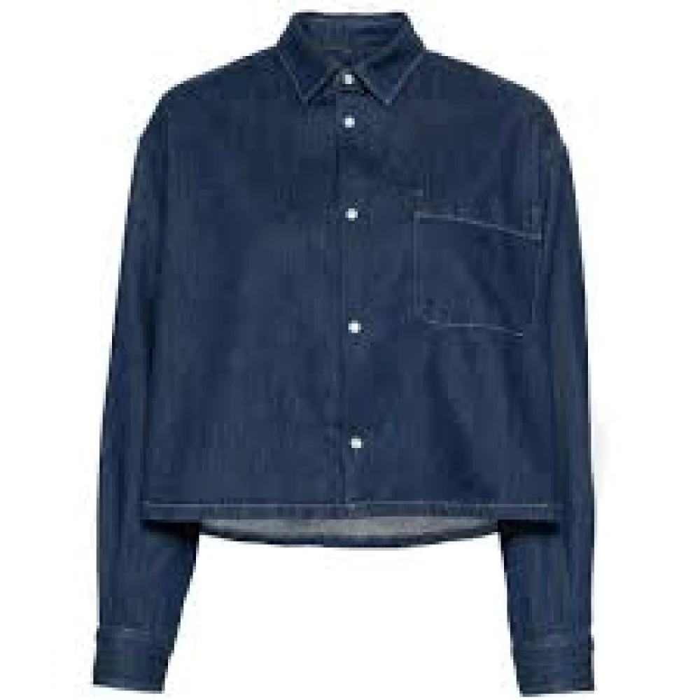 A.p.c. Women's Blue Denim Shirt Samantha Short Buttoned Pocket
