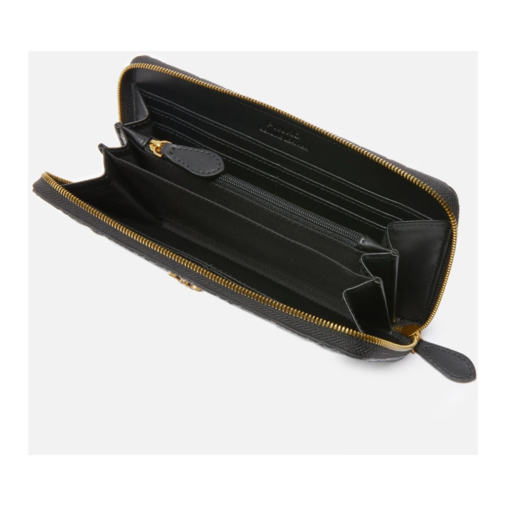 pinko Monogram Love Birds Leren Portemonnee Black Dames